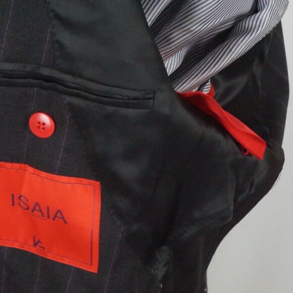 Isaia Charcoal Gray Purple Pinstriped Wool 2 Pc Suit Jacket Pants 42R BRAND NEW - Picture 8 of 11
